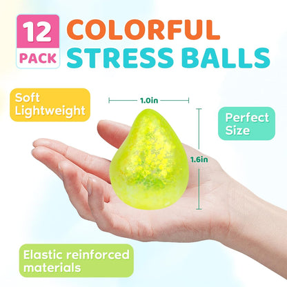 12 Pcak Fidget Stress Balls, Slow Rising Stress Ball for Kids Adults | Hand Therapy Sensory Squishy Ball,Bulk Squishy Squeeze Ball Set and Birthday Party