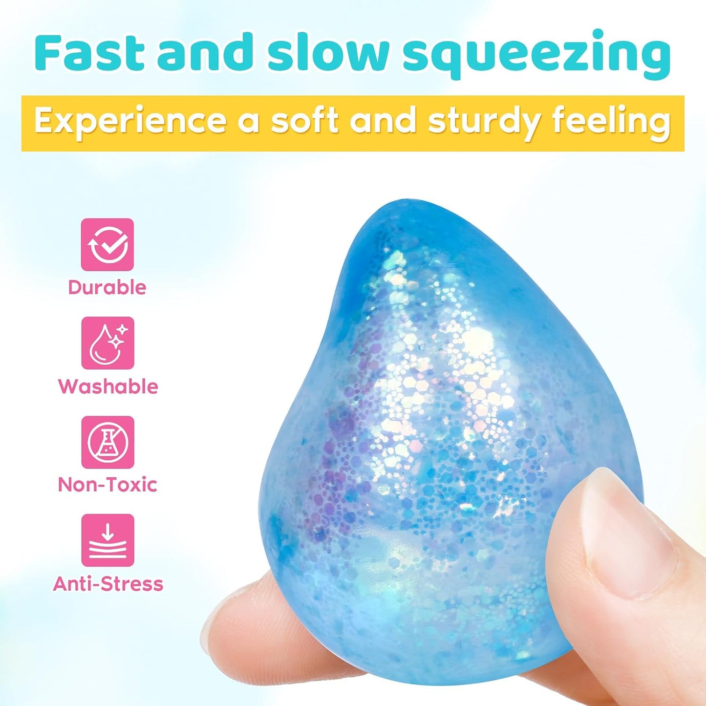 12 Pcak Fidget Stress Balls, Slow Rising Stress Ball for Kids Adults | Hand Therapy Sensory Squishy Ball,Bulk Squishy Squeeze Ball Set and Birthday Party