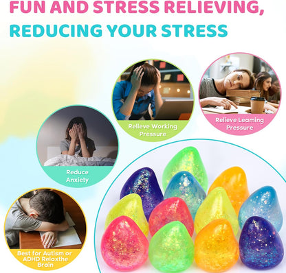 12 Pcak Fidget Stress Balls, Slow Rising Stress Ball for Kids Adults | Hand Therapy Sensory Squishy Ball,Bulk Squishy Squeeze Ball Set and Birthday Party
