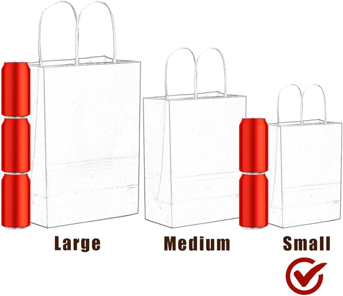 100PCS Gift Bag with Handles Bulk Bright Yellow Paper Bags Multiple Uses (8.3"x3"x6"inch Small Size)