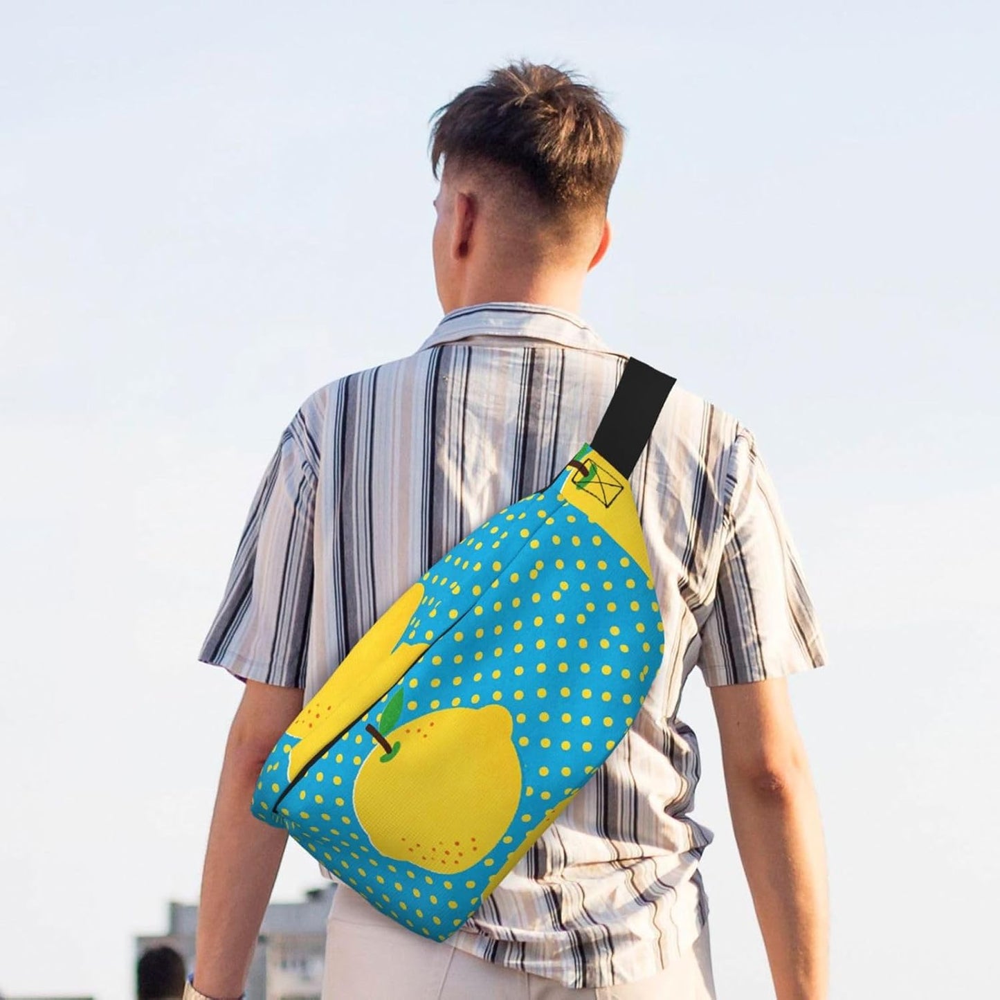 Blue Yellow Dot Running Waist Pack-No-Bounce Phone Holder for Gym, Waterproof Crossbody Fanny Pack with Adjustable Belt