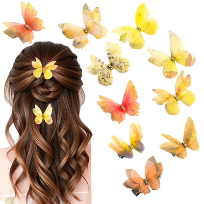 Yellow Hair Decoration Butterfly Clip-Moving Butterfly Hair Clips for Girls(Yellow-10PCS)