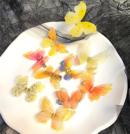 Yellow Hair Decoration Butterfly Clip-Moving Butterfly Hair Clips for Girls(Yellow-10PCS)