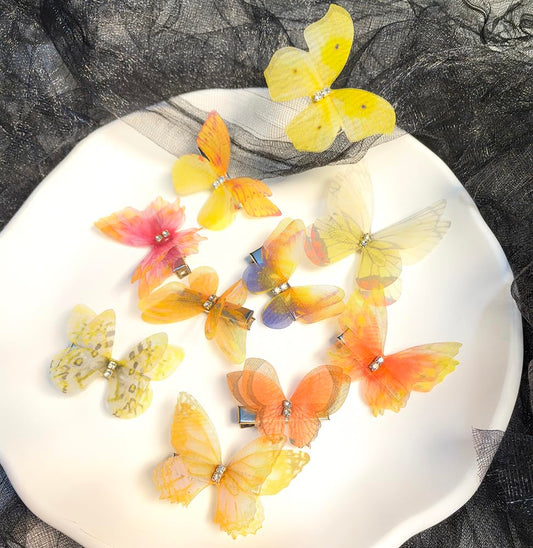 Yellow Hair Decoration Butterfly Clip-Moving Butterfly Hair Clips for Girls(Yellow-10PCS)