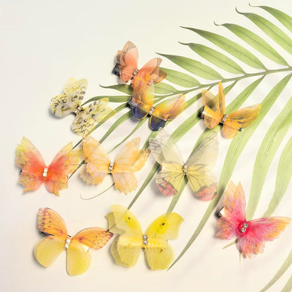 Yellow Hair Decoration Butterfly Clip-Moving Butterfly Hair Clips for Girls(Yellow-10PCS)