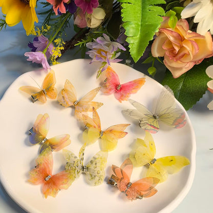 Yellow Hair Decoration Butterfly Clip-Moving Butterfly Hair Clips for Girls(Yellow-10PCS)