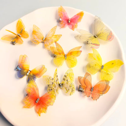 Yellow Hair Decoration Butterfly Clip-Moving Butterfly Hair Clips for Girls(Yellow-10PCS)