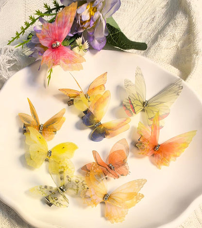 Yellow Hair Decoration Butterfly Clip-Moving Butterfly Hair Clips for Girls(Yellow-10PCS)