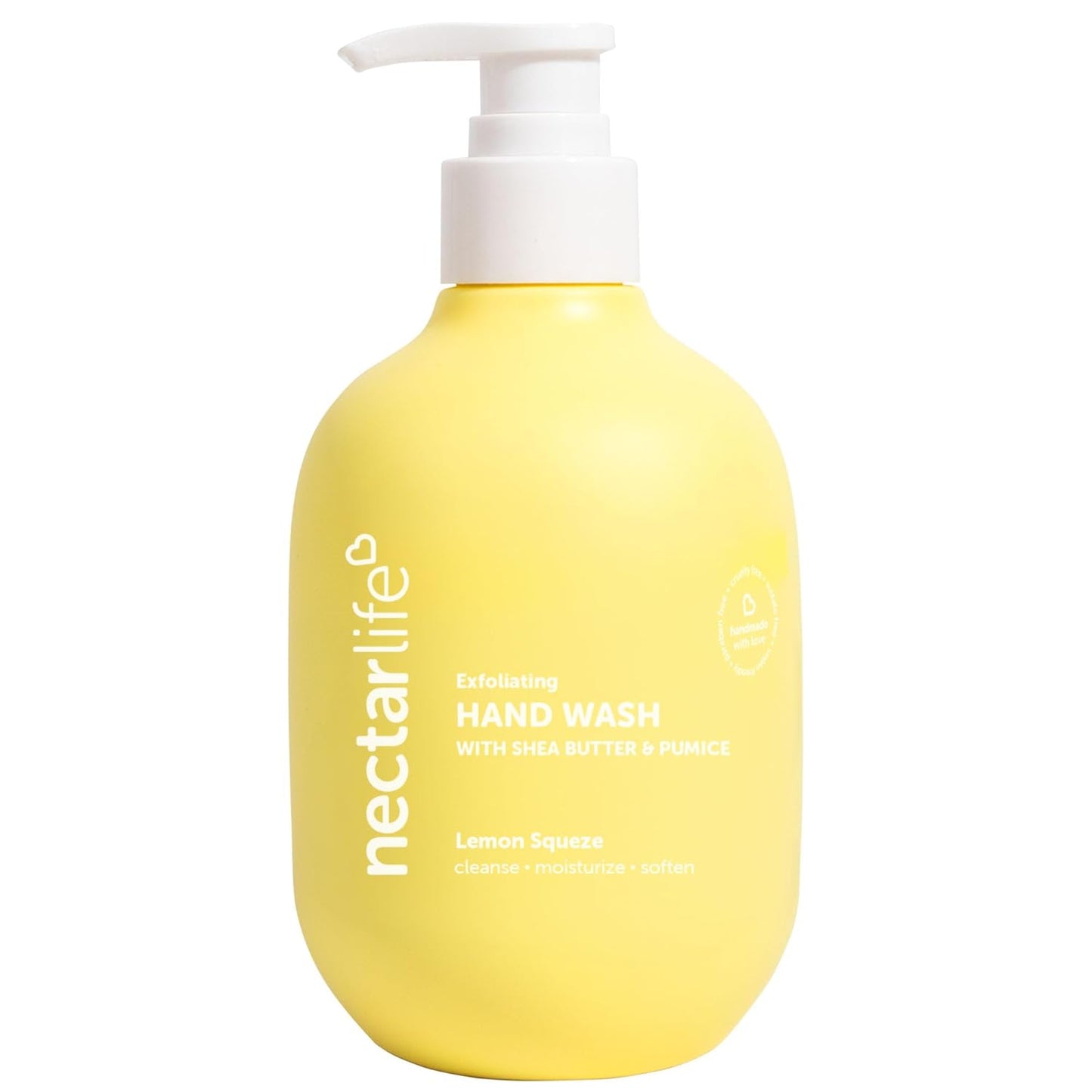 Exfoliating & Moisturizing Hand Wash, Volcanic Pumice for Hand Scrub, Shea Butter Softens Hands, Clean Vegan Ingredients, Lemon Scent