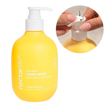 Exfoliating & Moisturizing Hand Wash, Volcanic Pumice for Hand Scrub, Shea Butter Softens Hands, Clean Vegan Ingredients, Lemon Scent