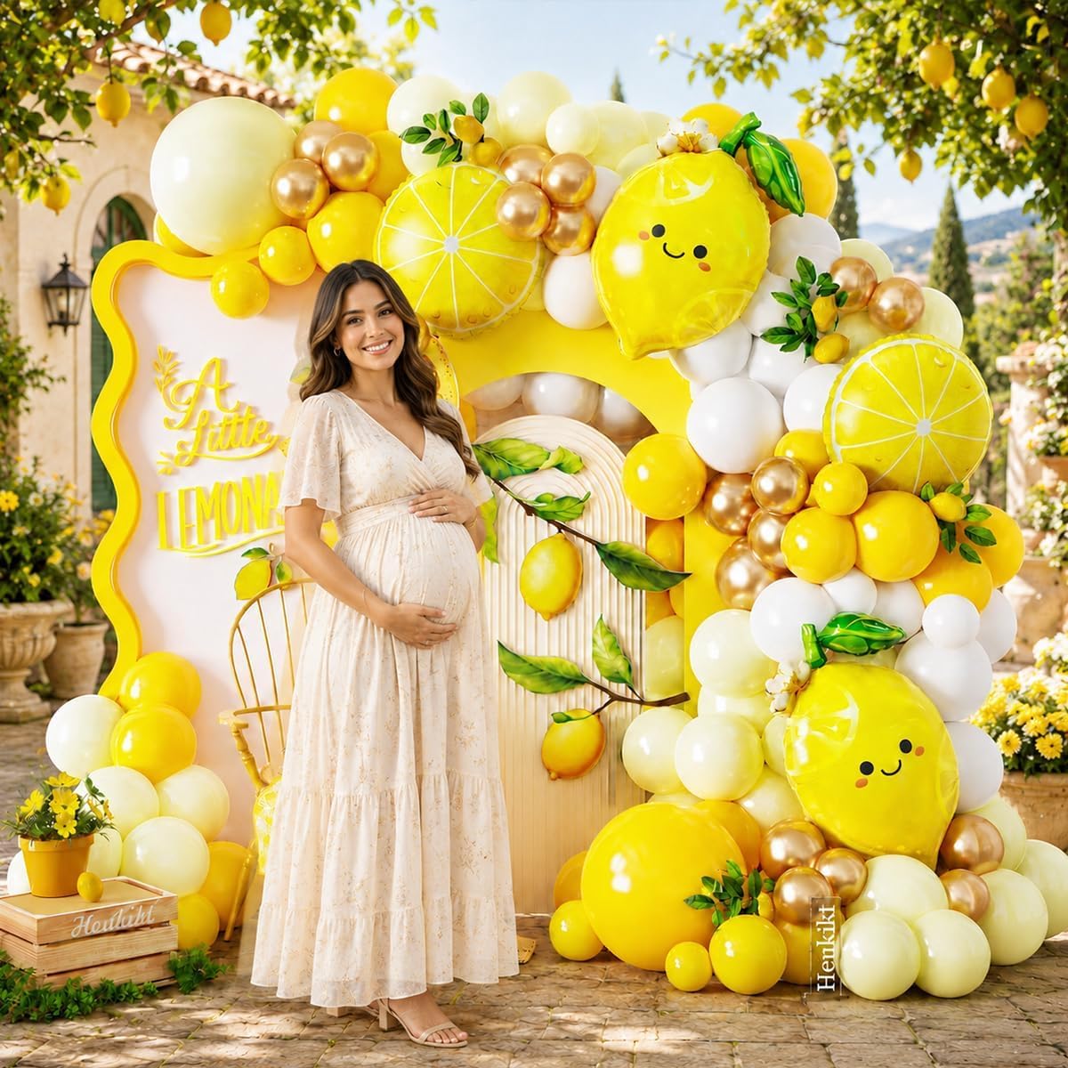 Yellow Lemon Balloon Arch Kit, 140Pcs Pastel Yellow Gold White Balloons Garland with Lemonade Mylar Balloon for Summer Fruit Main Squeeze Bridal Shower Brithday Freshly Graduation Party Decorations