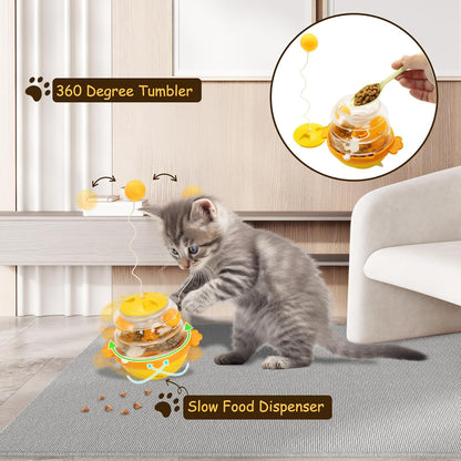 Interactive Cat Toys for Indoor Cats Tumbler Toy with Tracking Balls Slow Food Dispenser Feeding Pet, Fun & Engaging Cat Toys Exercise, Durable & Safe