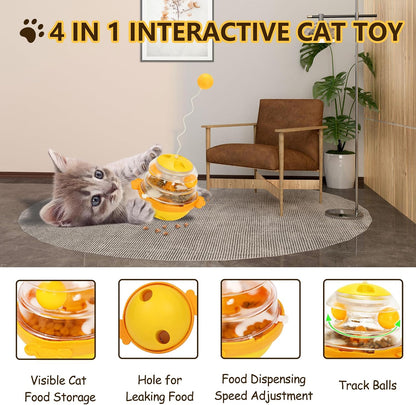 Interactive Cat Toys for Indoor Cats Tumbler Toy with Tracking Balls Slow Food Dispenser Feeding Pet, Fun & Engaging Cat Toys Exercise, Durable & Safe