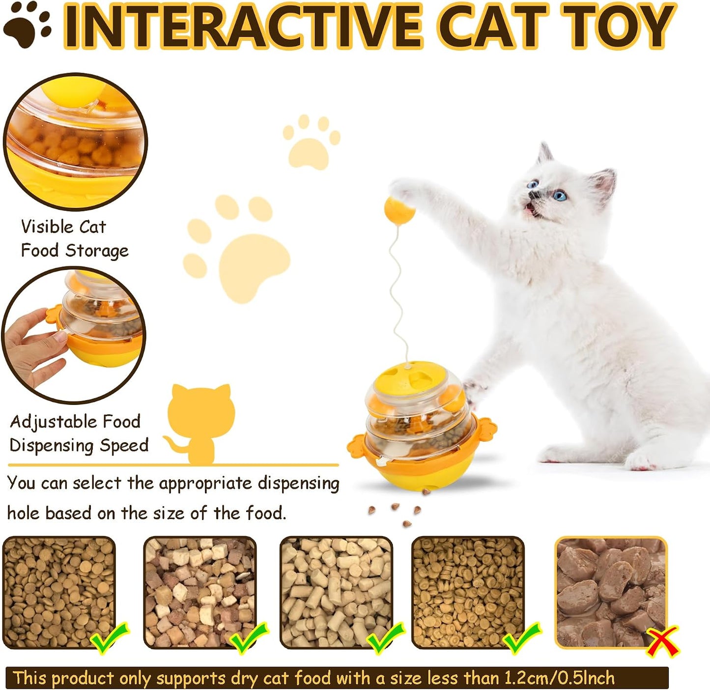 Interactive Cat Toys for Indoor Cats Tumbler Toy with Tracking Balls Slow Food Dispenser Feeding Pet, Fun & Engaging Cat Toys Exercise, Durable & Safe