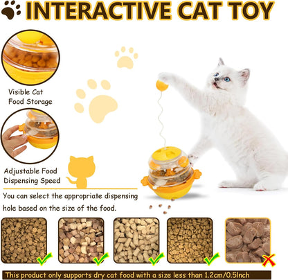 Interactive Cat Toys for Indoor Cats Tumbler Toy with Tracking Balls Slow Food Dispenser Feeding Pet, Fun & Engaging Cat Toys Exercise, Durable & Safe