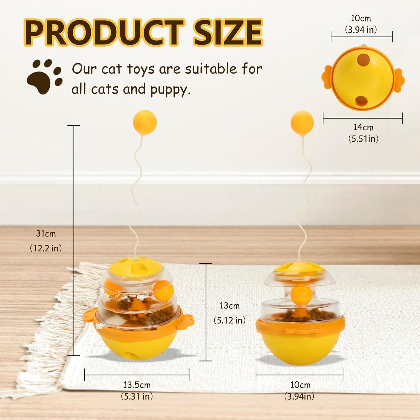 Interactive Cat Toys for Indoor Cats Tumbler Toy with Tracking Balls Slow Food Dispenser Feeding Pet, Fun & Engaging Cat Toys Exercise, Durable & Safe