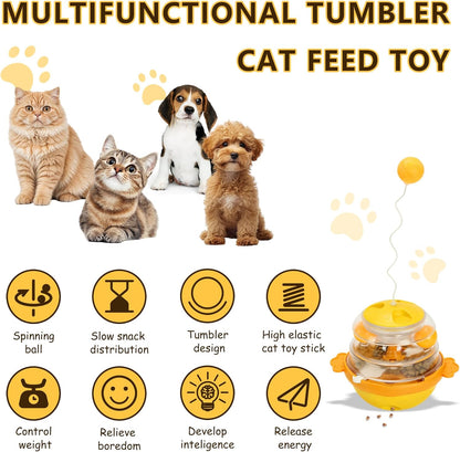 Interactive Cat Toys for Indoor Cats Tumbler Toy with Tracking Balls Slow Food Dispenser Feeding Pet, Fun & Engaging Cat Toys Exercise, Durable & Safe