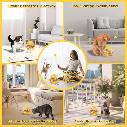 Interactive Cat Toys for Indoor Cats Tumbler Toy with Tracking Balls Slow Food Dispenser Feeding Pet, Fun & Engaging Cat Toys Exercise, Durable & Safe