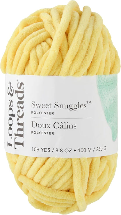 Sweet Snuggles Yarn - Yarn for Knitting, Crochet, Weaving, and Arts & Crafts - Yellow, Polyester, 8.8 oz
