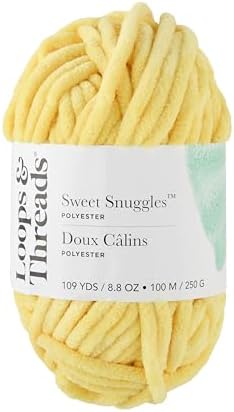 Sweet Snuggles Yarn - Yarn for Knitting, Crochet, Weaving, and Arts & Crafts - Yellow, Polyester, 8.8 oz
