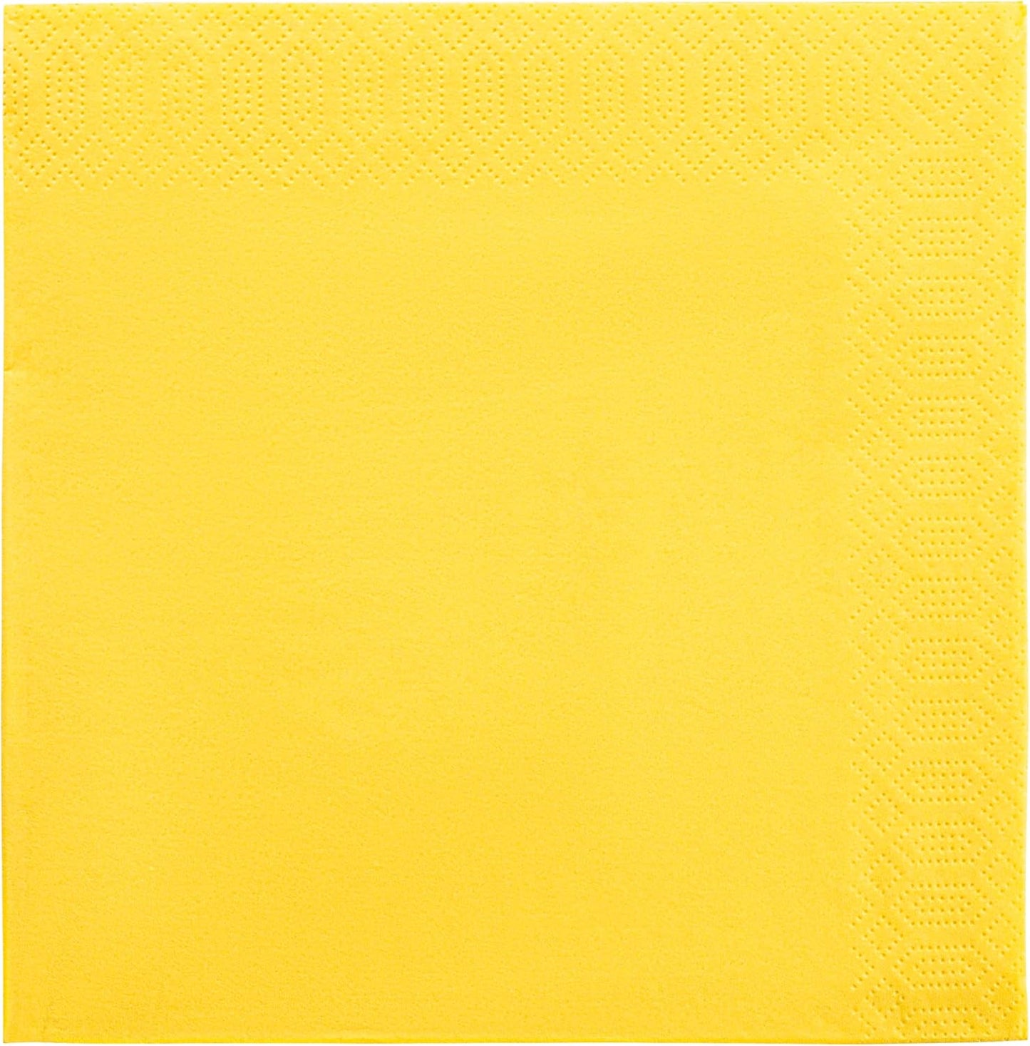 Yellow 3-Ply Disposable Lunch Napkins, 125 Count – Paper Cocktail & Party Napkins for Weddings, Birthdays, Bars & Events, EU Made