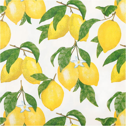 100Pcs Lemon Paper Napkins Yellow Citrus Fruit Party Napkin 6.5in | Summer Bright Botanic Disposable Hand Towel for Birthday Bridal Baby Shower Party Supplies