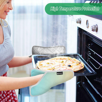 2 Pack Pot Holders, Solid Color Light Blue Yellow Gradient Oven Mitts Hot Pads Sets for Ovens Cooking Baking Pans, Square 7x9.8 in