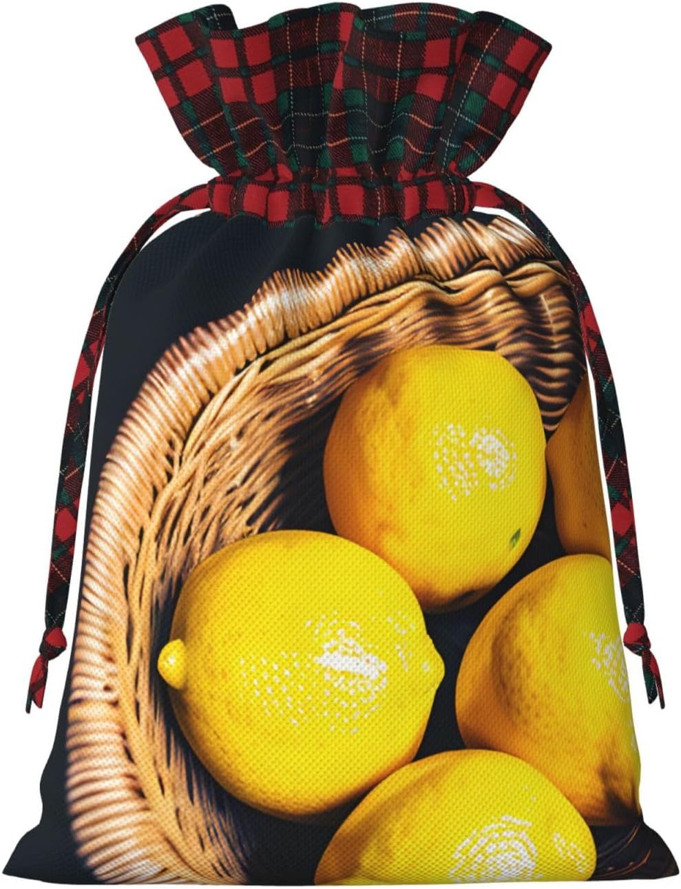 Gift With Basket Lemons Print Drawstring Bag For Wrapping Birthday Wedding Household Use