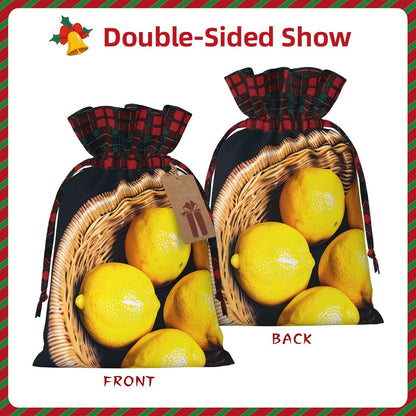 Gift With Basket Lemons Print Drawstring Bag For Wrapping Birthday Wedding Household Use