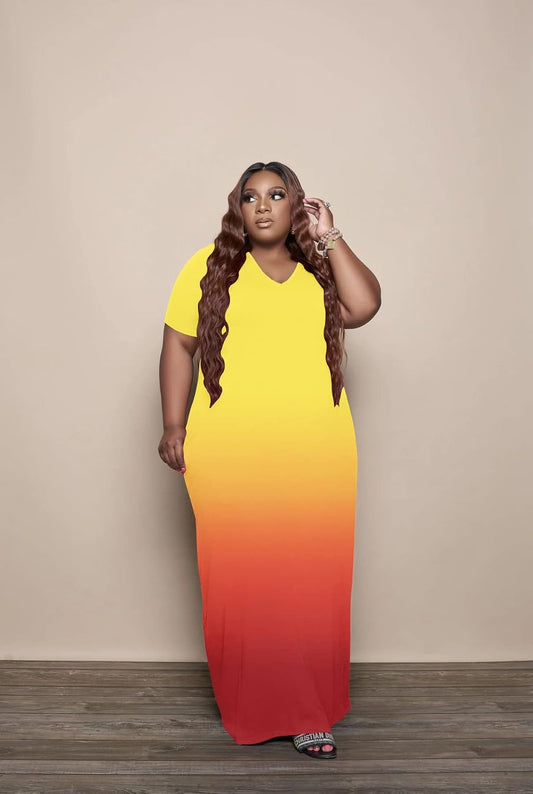 Oversize Tshirt Dress Plus Size Short Sleeve Maxi Dress with Pockets
