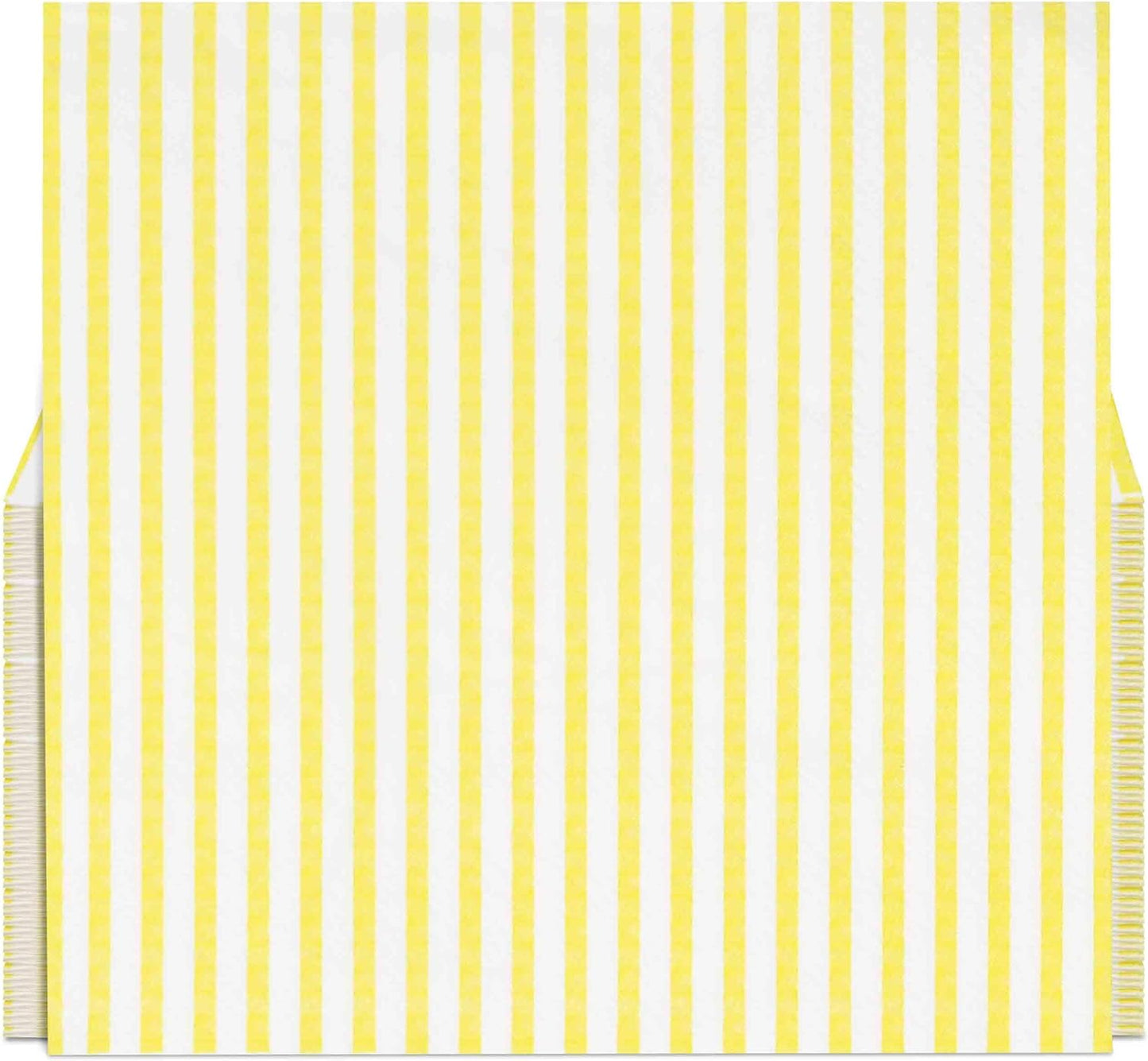 100 Pcs Yellow & White Stripe Cocktail Beverage Napkins Disposable Paper Thin Striped Dessert Napkin for Birthday Baby Shower Party Supplies Decor