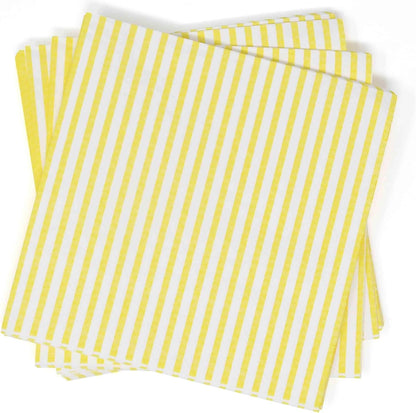 100 Pcs Yellow & White Stripe Cocktail Beverage Napkins Disposable Paper Thin Striped Dessert Napkin for Birthday Baby Shower Party Supplies Decor