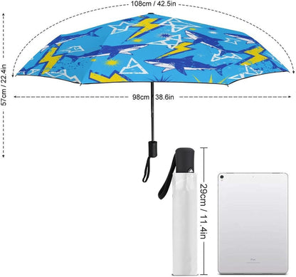 Automatic Compact Travel Umbrella Windproof Waterproof UV Protection Folding Umbrella With Printed Sleeve