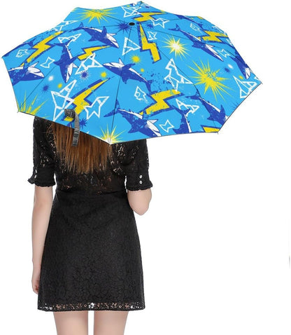 Automatic Compact Travel Umbrella Windproof Waterproof UV Protection Folding Umbrella With Printed Sleeve