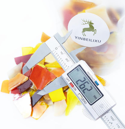 Irregular Stained Glass Scraps Mosaic Tiles Pieces 1-3cm Broken Glass Pieces Shapes for Crafts,Fusing,DIY Resin Art, Mosaic Making Projects,Aquarium Gravel,410g/14.5oz (Red&Orange&Yellow)