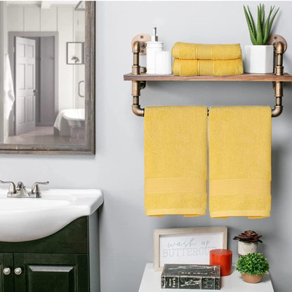 Bathroom Hand Towels 2 Set, Cotton Hand Towel for Bath, Hand, Face, Kitchen, Super Soft, Highly Absorbent, Machine Washable, Size 14" x 30" (Yellow)…