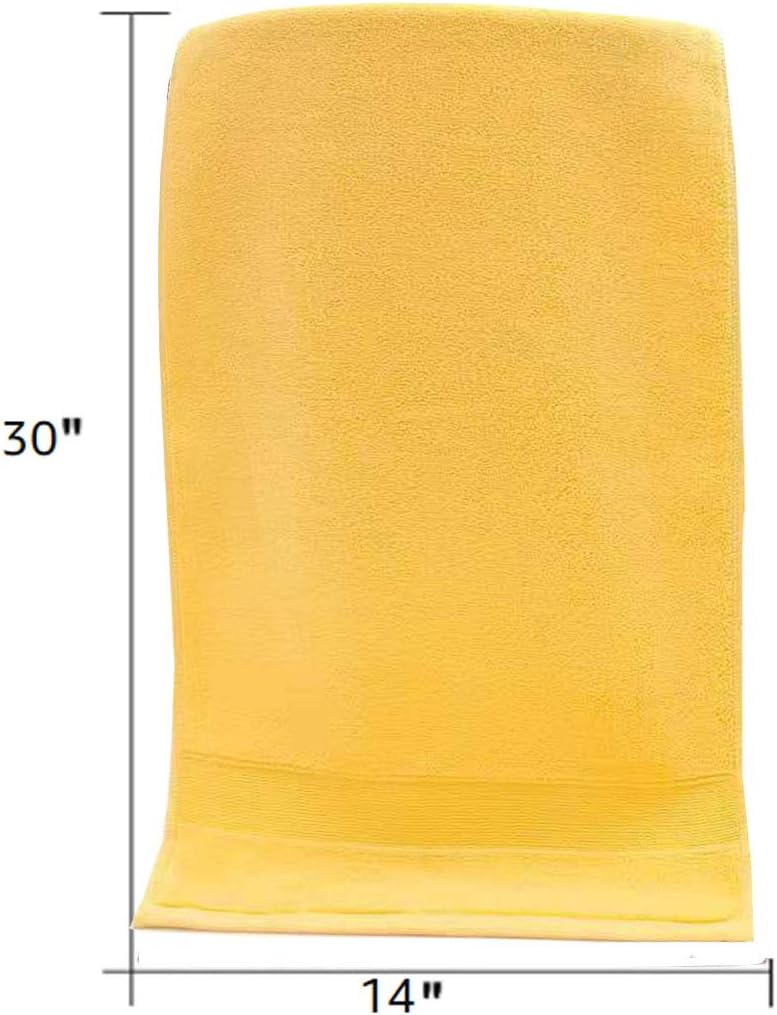 Bathroom Hand Towels 2 Set, Cotton Hand Towel for Bath, Hand, Face, Kitchen, Super Soft, Highly Absorbent, Machine Washable, Size 14" x 30" (Yellow)…