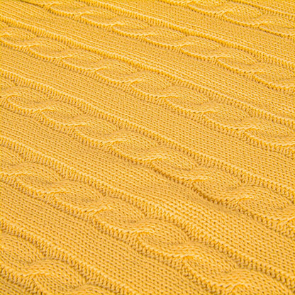 Cotton Cable Knit Toddler Blanket, Breathable and Super Soft 30x40 Baby Blanket for Crib, Stroller, Nursery, Travel, Yellow