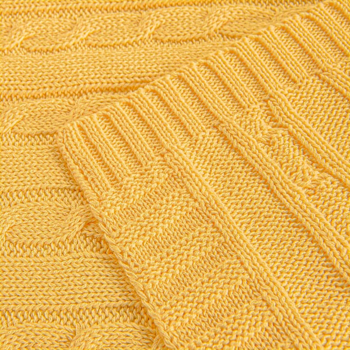 Cotton Cable Knit Toddler Blanket, Breathable and Super Soft 30x40 Baby Blanket for Crib, Stroller, Nursery, Travel, Yellow