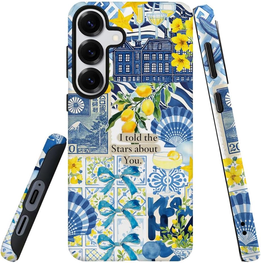 Compatible with Samsung Galaxy S25,Frosted PC Anti-Scratch Shockproof Case - Lemon Aesthetic Summer Pattern