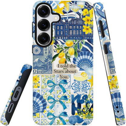 Compatible with Samsung Galaxy S25,Frosted PC Anti-Scratch Shockproof Case - Lemon Aesthetic Summer Pattern