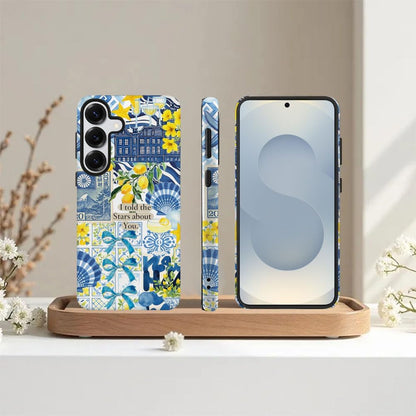 Compatible with Samsung Galaxy S25,Frosted PC Anti-Scratch Shockproof Case - Lemon Aesthetic Summer Pattern