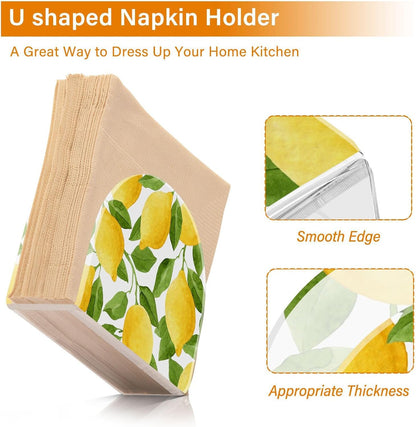 Lemon Acrylic Napkin Holders U-Shaped Design for Table and Kitchen,Table Top Napkin Holders for Restaurant,Parties,Weddings,Home Decor
