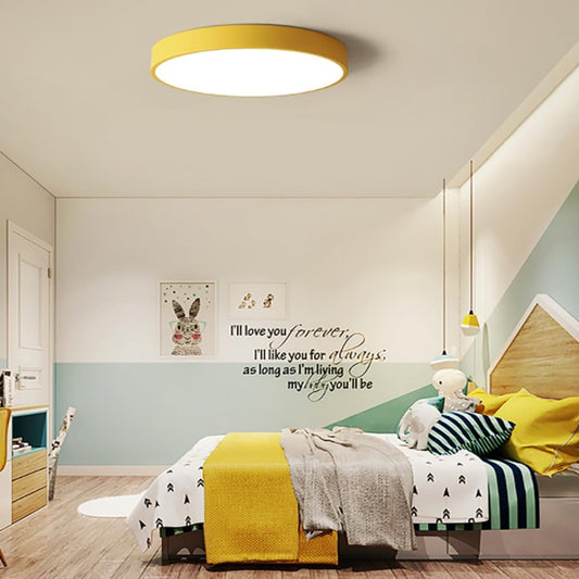 LED Ceiling Light Fixture,20 Inch Modern Round Recessed Ceiling Lights, Dimmable Light,Yellow 36W Close to Ceiling Lighting Flush Mount Living Room Bedroom,3000K-6000K