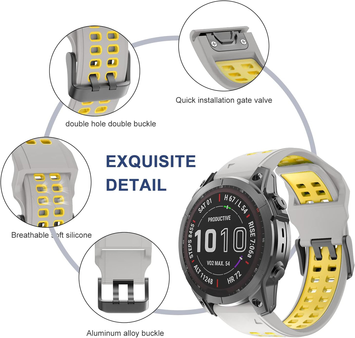 Compatible with Garmin Fenix 7/Fenix 6/Fenix 5 Watch Band | 22mm Easy-fit Sport Silicone Strap for Garmin Fenix 5/Fenix 5 Plus/Fenix 6/Fenix 6 Pro/Fenix 7/Fenix 7 Pro Smartwatch