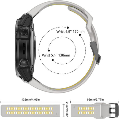 Compatible with Garmin Fenix 7/Fenix 6/Fenix 5 Watch Band | 22mm Easy-fit Sport Silicone Strap for Garmin Fenix 5/Fenix 5 Plus/Fenix 6/Fenix 6 Pro/Fenix 7/Fenix 7 Pro Smartwatch