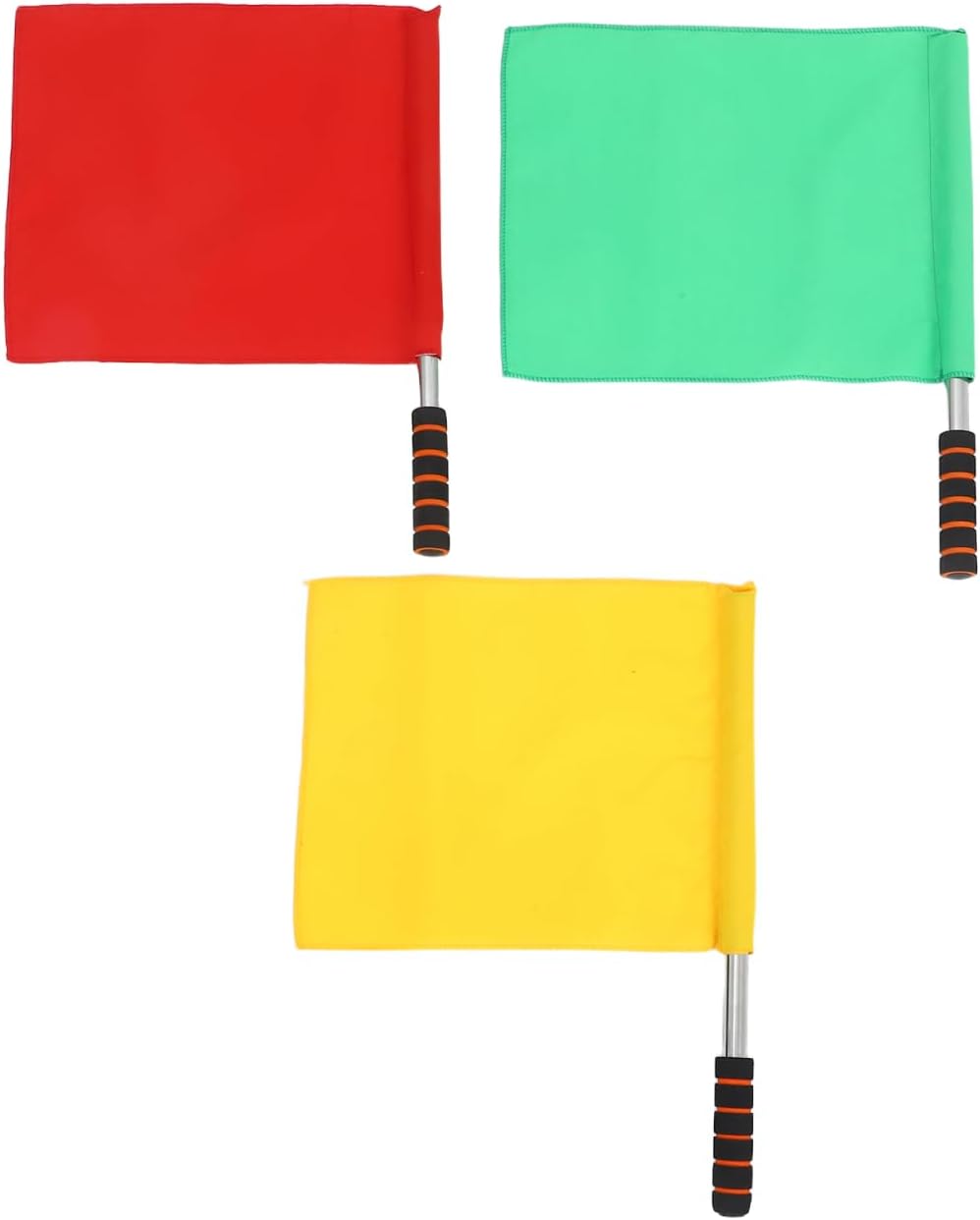 3pcs Referee Stainless Steel Hand Flags Field Official Sports Training Flag for Soccer Volleyball Football Track Red Green Yellow