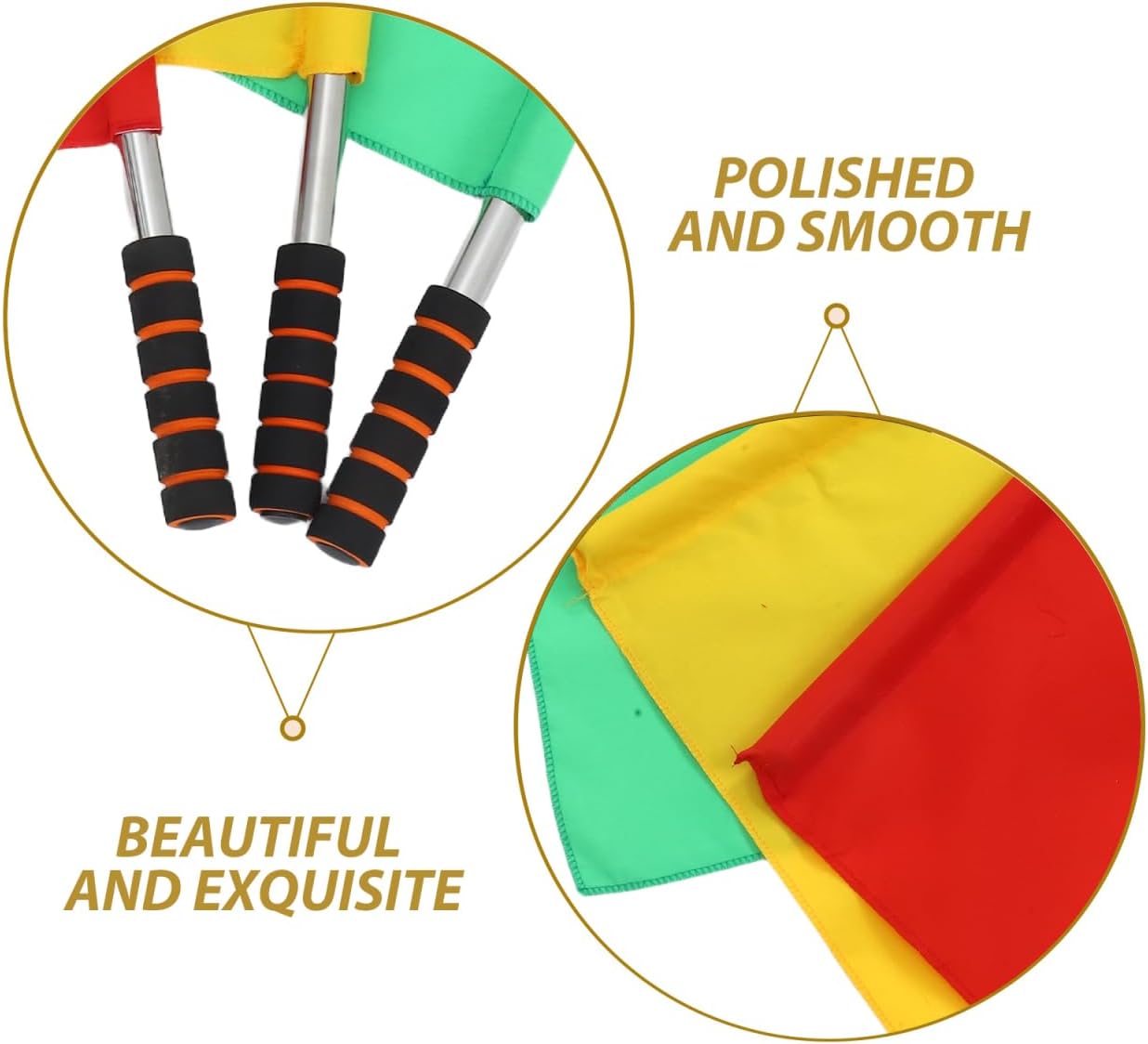 3pcs Referee Stainless Steel Hand Flags Field Official Sports Training Flag for Soccer Volleyball Football Track Red Green Yellow