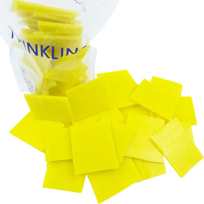Square Stained Glass Scraps, Mosaic Glass Pieces,Mosaic Crafts Supplies,Mosaic Tiles for Crafts,Photo Frames,Vase Filler, Aquarium Decor,4x5cm,0.9LB (Yellow)