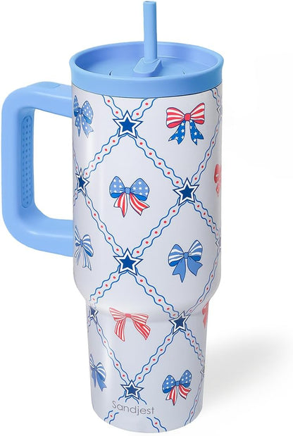 Lemon Stainless Steel Locking Lid Silicone Straw Tumbler with Handle 40oz, Insulated Stainless Steel Travel Cup for Women Girls Friends, Gift Idea for Birthday Summer Vacation